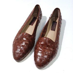 IPANEMA Trixie Brazilian Leather Woven Loafer Flats  in Brown